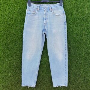 Vintage 90's Levi's 550 Mens 30x30 Relaxed Tapered Light Wash Denim Jeans Frayed